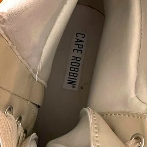 Combat boots, cream, spikes